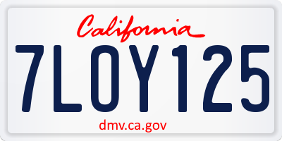 CA license plate 7LOY125