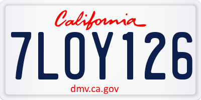 CA license plate 7LOY126