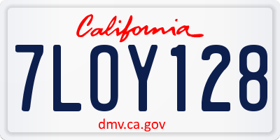 CA license plate 7LOY128