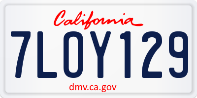 CA license plate 7LOY129