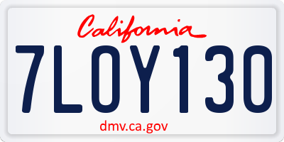CA license plate 7LOY130