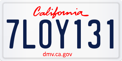 CA license plate 7LOY131