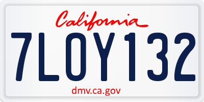 CA license plate 7LOY132