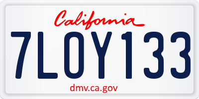 CA license plate 7LOY133