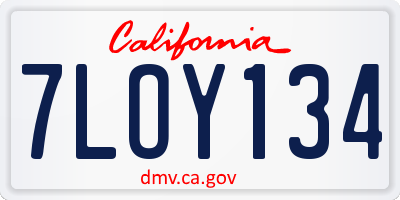 CA license plate 7LOY134