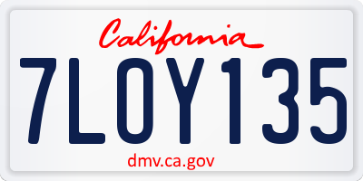 CA license plate 7LOY135