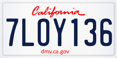 CA license plate 7LOY136