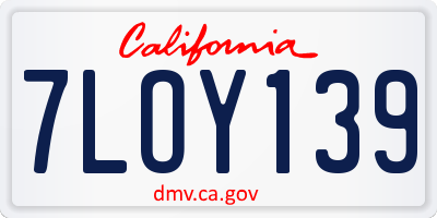 CA license plate 7LOY139