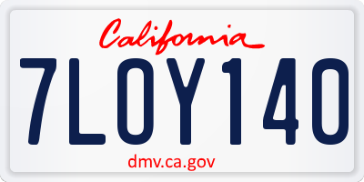 CA license plate 7LOY140