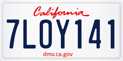 CA license plate 7LOY141