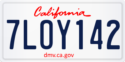 CA license plate 7LOY142