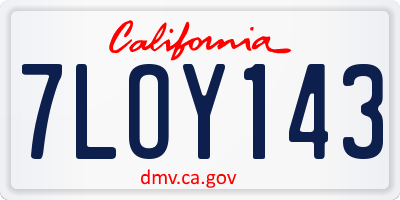 CA license plate 7LOY143