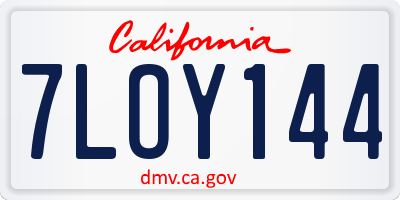 CA license plate 7LOY144