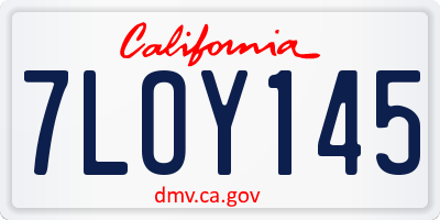 CA license plate 7LOY145