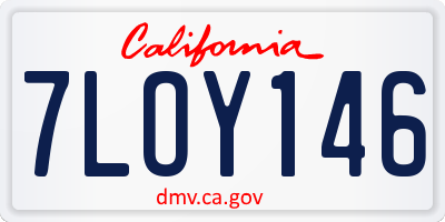 CA license plate 7LOY146
