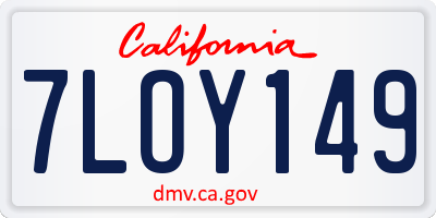 CA license plate 7LOY149