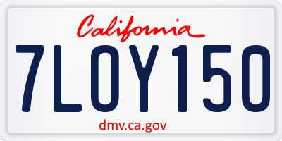 CA license plate 7LOY150