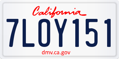 CA license plate 7LOY151