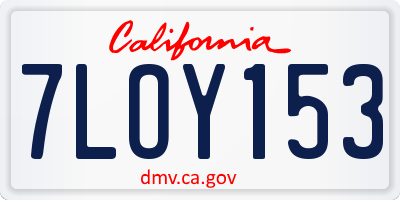 CA license plate 7LOY153
