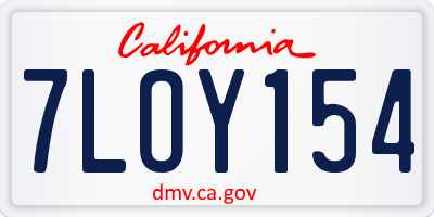 CA license plate 7LOY154
