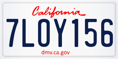 CA license plate 7LOY156