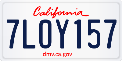 CA license plate 7LOY157