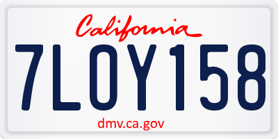 CA license plate 7LOY158