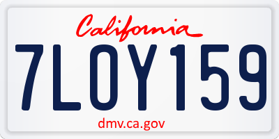 CA license plate 7LOY159