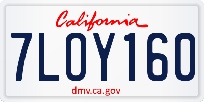CA license plate 7LOY160