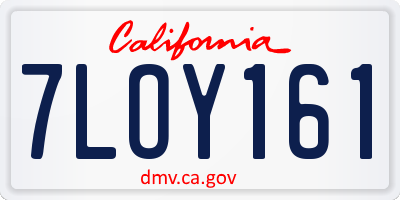 CA license plate 7LOY161