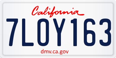 CA license plate 7LOY163