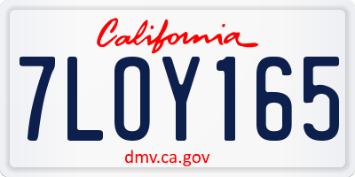 CA license plate 7LOY165