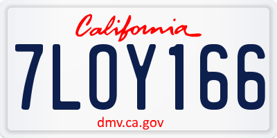 CA license plate 7LOY166