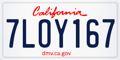 CA license plate 7LOY167