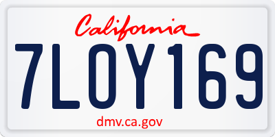 CA license plate 7LOY169