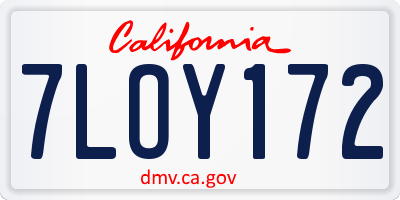 CA license plate 7LOY172
