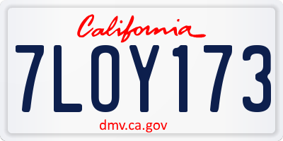 CA license plate 7LOY173