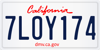 CA license plate 7LOY174