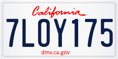 CA license plate 7LOY175