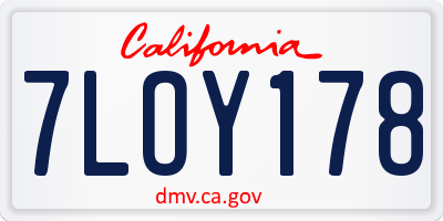 CA license plate 7LOY178