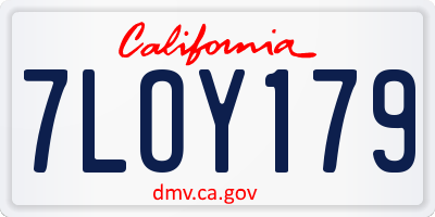 CA license plate 7LOY179