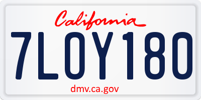 CA license plate 7LOY180