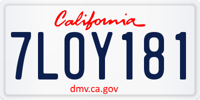 CA license plate 7LOY181