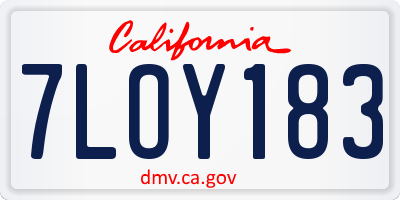 CA license plate 7LOY183