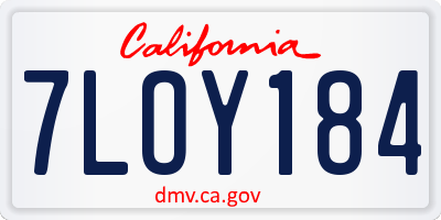CA license plate 7LOY184