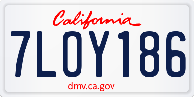 CA license plate 7LOY186