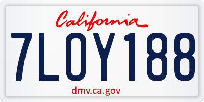 CA license plate 7LOY188