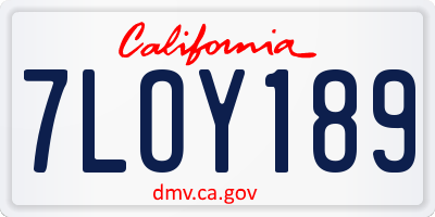 CA license plate 7LOY189