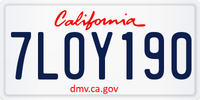 CA license plate 7LOY190