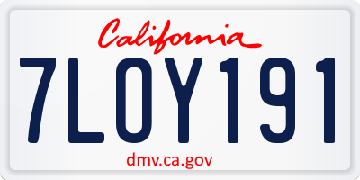 CA license plate 7LOY191